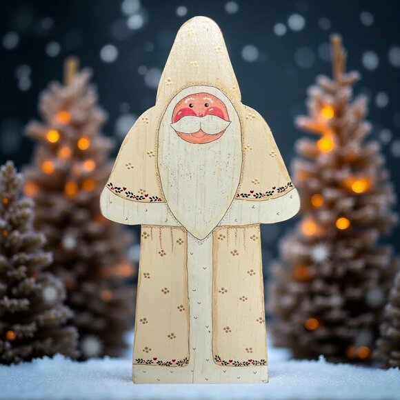 Vintage Wooden Christmas Figurines, Hand Made and Hand Painted Folk Art - 12" - Picture 4 of 14